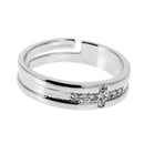 1 Pair 925 Sterling Silver Crystal Cross Ring Wedding Ring Band Adjustable