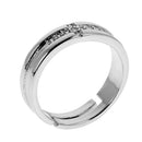 1 Pair 925 Sterling Silver Crystal Cross Ring Wedding Ring Band Adjustable
