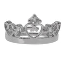 1 Pair 925 Sterling Silver Crystal Crown Ring Princess Wedding Ring Band Adjustable