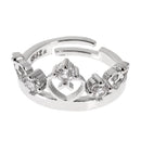 1 Pair 925 Sterling Silver Crystal Crown Ring Princess Wedding Ring Band Adjustable