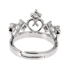 1 Pair 925 Sterling Silver Crystal Crown Ring Princess Wedding Ring Band Adjustable