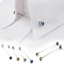 Men Fashionable Shirt Collar Decoration Rhinestone Charms Tie Clip Clasp Bar Pin Party Suit Jewelry Gift Black
