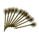 12pcs Antique Bronze Vintage Hair Bobby Pin Finding 60x16mm Flower Cabochon