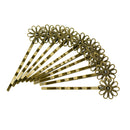 12pcs Antique Bronze Vintage Hair Bobby Pin Finding 60x16mm Flower Cabochon
