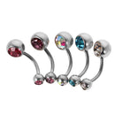 5 Pieces Belly Bar Mixed Color Crystal Navel Button Bars Ring Ornament