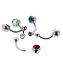 5 Pieces Belly Bar Mixed Color Crystal Navel Button Bars Ring Ornament
