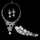 Wedding Bridal Rhinestone Pearl Hair Comb Necklace Earring Jewelry Sets