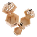 Hexagon Unpainted Plain Wooden Jewellery Beads Mini Tools Storage Box Case Decoupage Memorial Keepsake Gift 3 Pieces