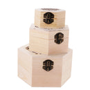 Hexagon Unpainted Plain Wooden Jewellery Beads Mini Tools Storage Box Case Decoupage Memorial Keepsake Gift 3 Pieces
