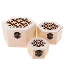 Hexagon Unpainted Plain Wooden Jewellery Beads Mini Tools Storage Box Case Decoupage Memorial Keepsake Gift 3 Pieces