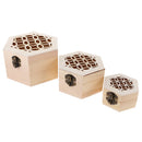 Hexagon Unpainted Plain Wooden Jewellery Beads Mini Tools Storage Box Case Decoupage Memorial Keepsake Gift 3 Pieces