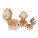 Hexagon Unpainted Plain Wooden Jewellery Beads Mini Tools Storage Box Case Decoupage Memorial Keepsake Gift 3 Pieces