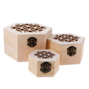 Hexagon Unpainted Plain Wooden Jewellery Beads Mini Tools Storage Box Case Decoupage Memorial Keepsake Gift 3 Pieces