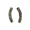 5pcs Vintage Silvery Plated Hollow Cameo Curved Tubes Charms Brass Beads