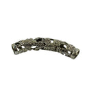 5pcs Vintage Silvery Plated Hollow Cameo Curved Tubes Charms Brass Beads