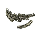 5pcs Vintage Silvery Plated Hollow Cameo Curved Tubes Charms Brass Beads