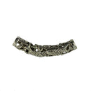 5pcs Vintage Silvery Plated Hollow Cameo Curved Tubes Charms Brass Beads