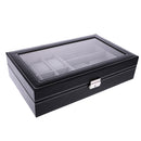Vintage Style 6 Slots Watch Storage Box Case Jewelry Organiser Black