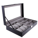 Vintage Style 6 Slots Watch Storage Box Case Jewelry Organiser Black