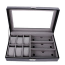 Vintage Style 6 Slots Watch Storage Box Case Jewelry Organiser Black