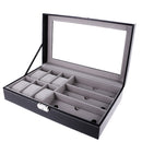 Vintage Style 6 Slots Watch Storage Box Case Jewelry Organiser Black