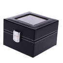 Vintage Style 2 Slots Watch Storage Box Case Jewelry Organiser Black
