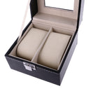 Vintage Style 2 Slots Watch Storage Box Case Jewelry Organiser Black