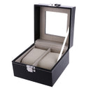 Vintage Style 2 Slots Watch Storage Box Case Jewelry Organiser Black