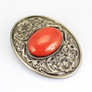 Fashionable Mens Gemstone Oval Belt Buckle Najran Red
