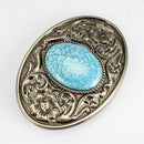 Fashionable Mens Gemstone Oval Belt Buckle Navy Blue
