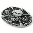 Vintage Silver Western Gothic Skull Head Skeleton Rattle Snake Belt Buckle
