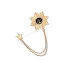 Women Girls Double Stars Design Neck Tip Brooch Chain Jewellery Gifts Gold