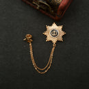 Women Girls Double Stars Design Neck Tip Brooch Chain Jewellery Gifts Gold
