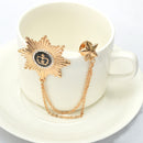 Women Girls Double Stars Design Neck Tip Brooch Chain Jewellery Gifts Gold