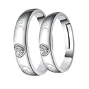 1 Pair Crystal Rhinestone Heart Couples Promise Engagement Ring Wedding Band