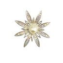 Sparkle Sunflower Faux Pearl Crystal Pin Brooch Elegant Lady Fashion Jewelry