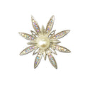 Sparkle Sunflower Faux Pearl Crystal Pin Brooch Elegant Lady Fashion Jewelry