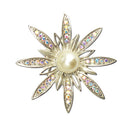 Sparkle Sunflower Faux Pearl Crystal Pin Brooch Elegant Lady Fashion Jewelry