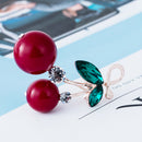 Sweet Red Cherry Brooch Faux Pearl Lapel Pin Hat Pin Clips Luxury Ornaments