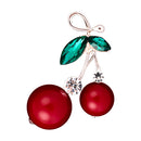 Sweet Red Cherry Brooch Faux Pearl Lapel Pin Hat Pin Clips Luxury Ornaments