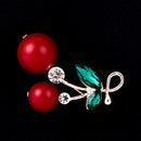 Sweet Red Cherry Brooch Faux Pearl Lapel Pin Hat Pin Clips Luxury Ornaments