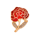 Diamante Crystal Enamel Red Brooch Carnation Flower Mothers Gift Bridal