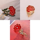 Diamante Crystal Enamel Red Brooch Carnation Flower Mothers Gift Bridal