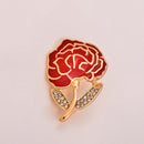 Diamante Crystal Enamel Red Brooch Carnation Flower Mothers Gift Bridal