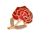 Diamante Crystal Enamel Red Brooch Carnation Flower Mothers Gift Bridal