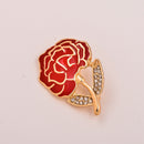 Diamante Crystal Enamel Red Brooch Carnation Flower Mothers Gift Bridal