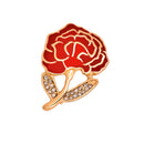 Diamante Crystal Enamel Red Brooch Carnation Flower Mothers Gift Bridal
