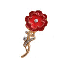 Diamante Crystal Enamel Red Brooch Pin Carnation Flower Mothers Gift Jewelry