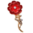 Diamante Crystal Enamel Red Brooch Pin Carnation Flower Mothers Gift Jewelry