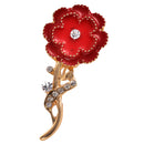 Diamante Crystal Enamel Red Brooch Pin Carnation Flower Mothers Gift Jewelry